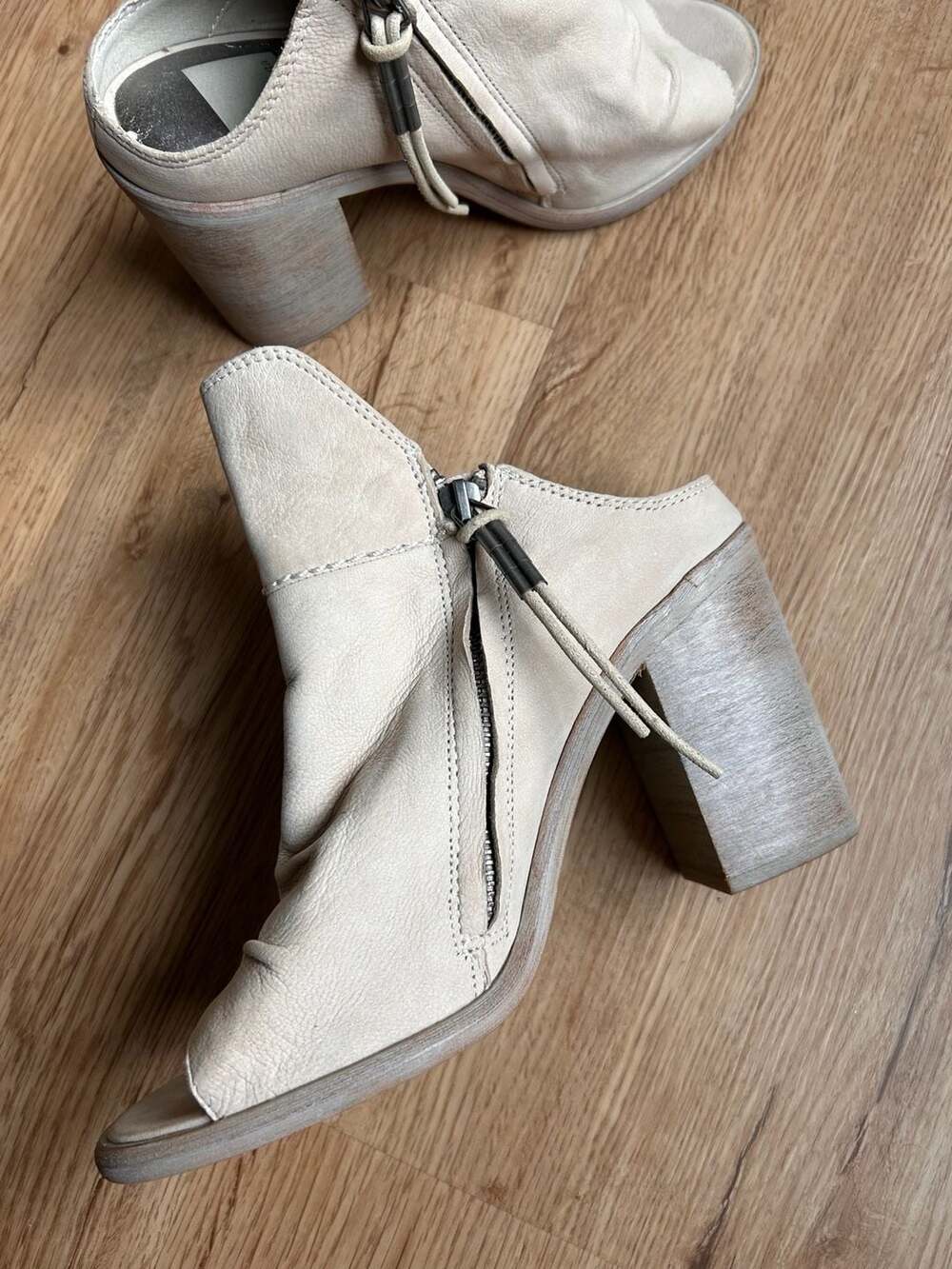 Dolce Vita Peep Toe Leather Mule Booties with Side Zippers